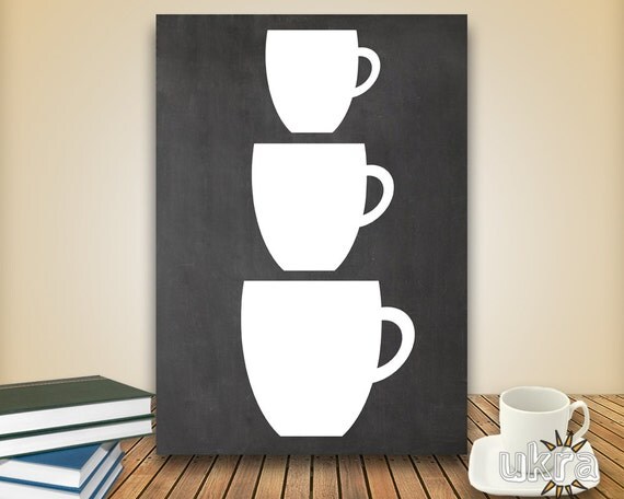 Teacup Art KITCHEN Printable Chalkboard Printable Teacup Stack Instant 