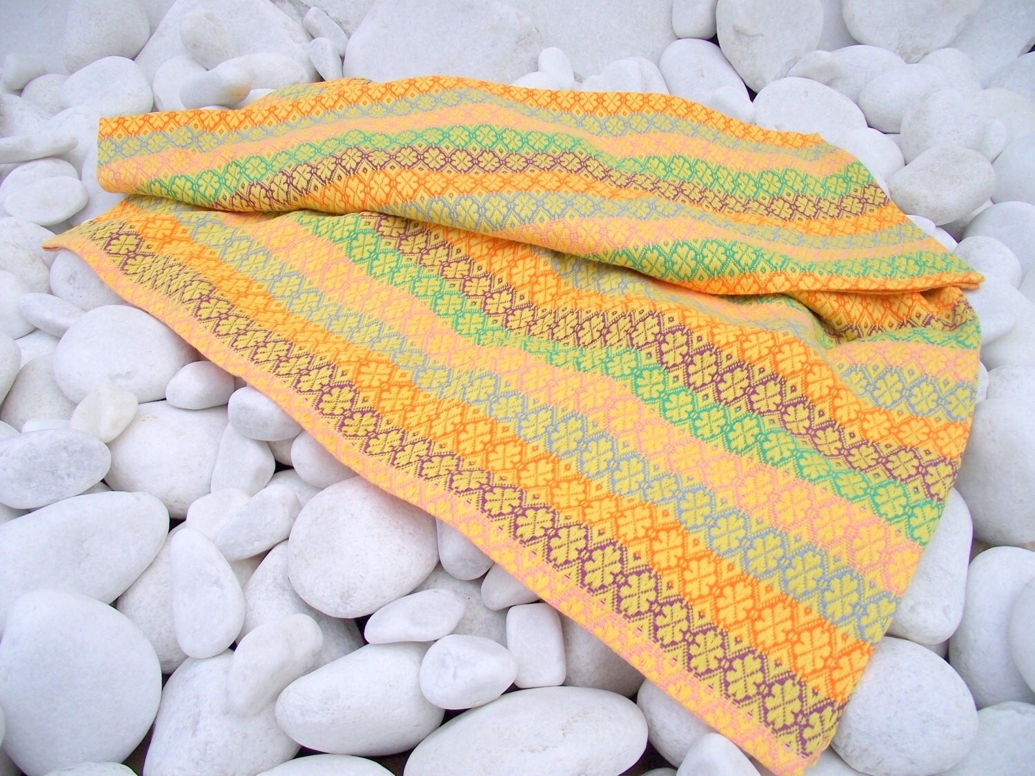 TTBabyWrapHand Woven Baby BlanketRainbow warpFlowers