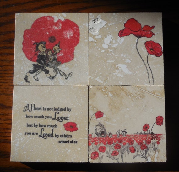 The Wonderful Wizard of Oz Coasters - Poppies - Love - Friendship