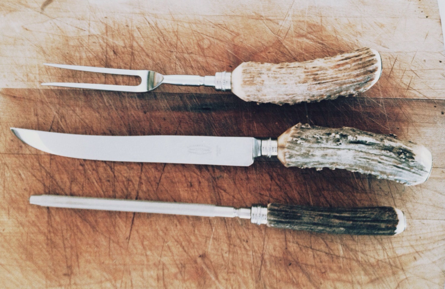vintage bone handled carving set by tinkerbirdgirl on Etsy