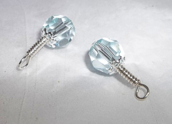 Swarovski 8mm Light Azore Sterling Silver Handmade Charms