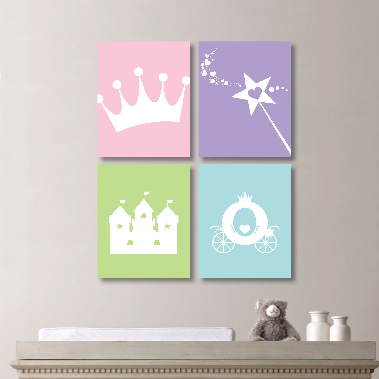 Baby Girl Nursery Art Print. Princess Bedroom Art. Princess