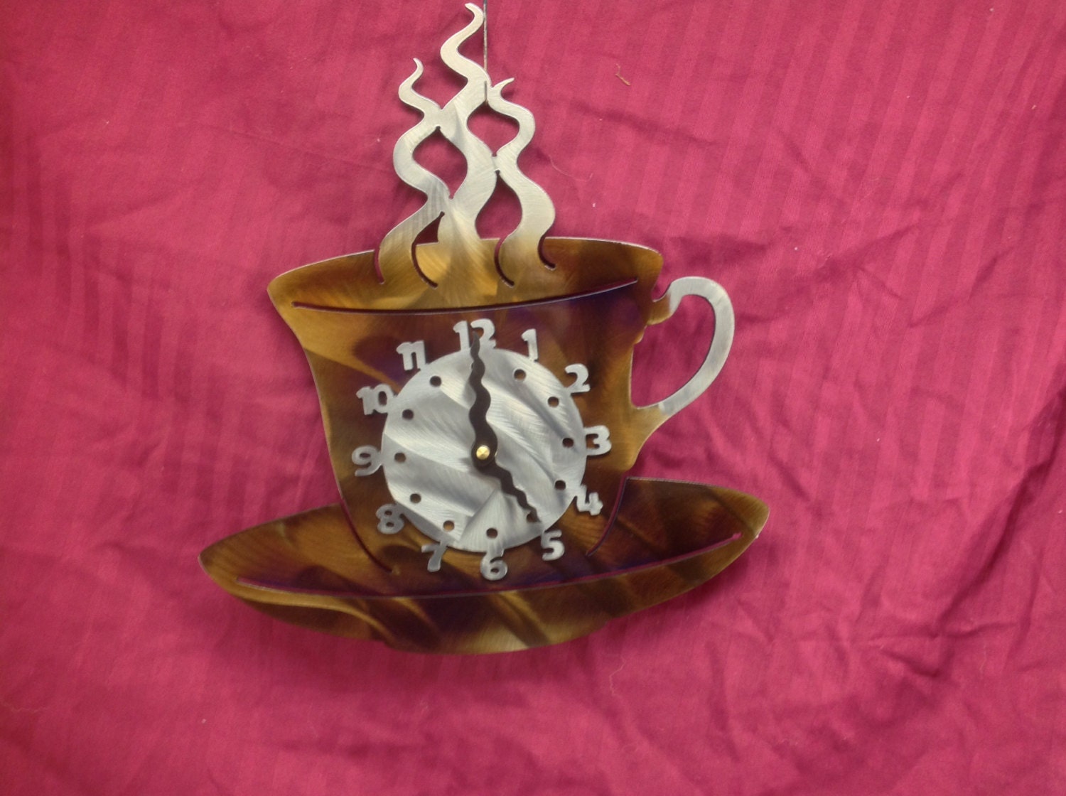 Metal coffee cup clock
