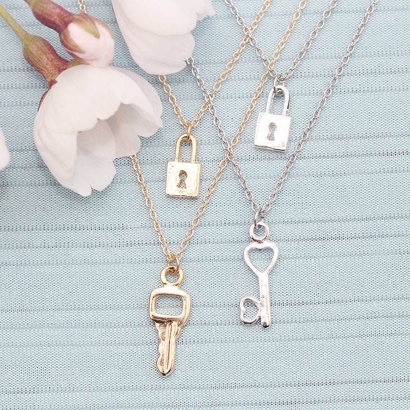 Rhodium or Gold Plated Simple Double Layer Chain Lock and Key