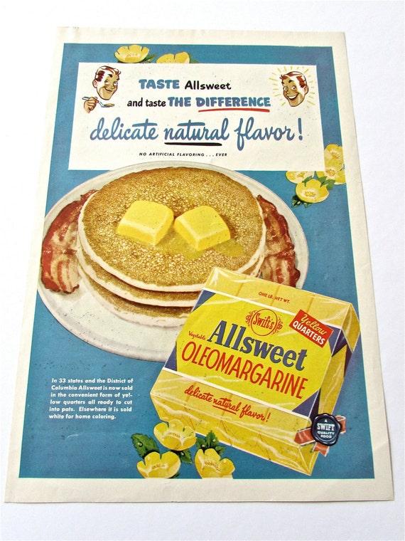 1954 Vintage MARGARINE Magazine Advertisement Original Retro