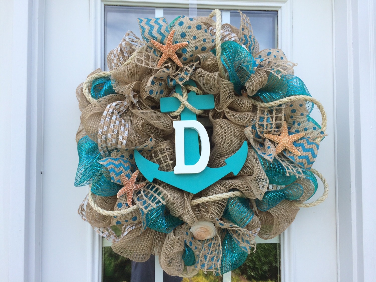 Summer deco mesh wreath,burlap nautical wreath, beach wreath,front door beach wreath, nautical wreath, anchor wreath, anchor burlap wreath