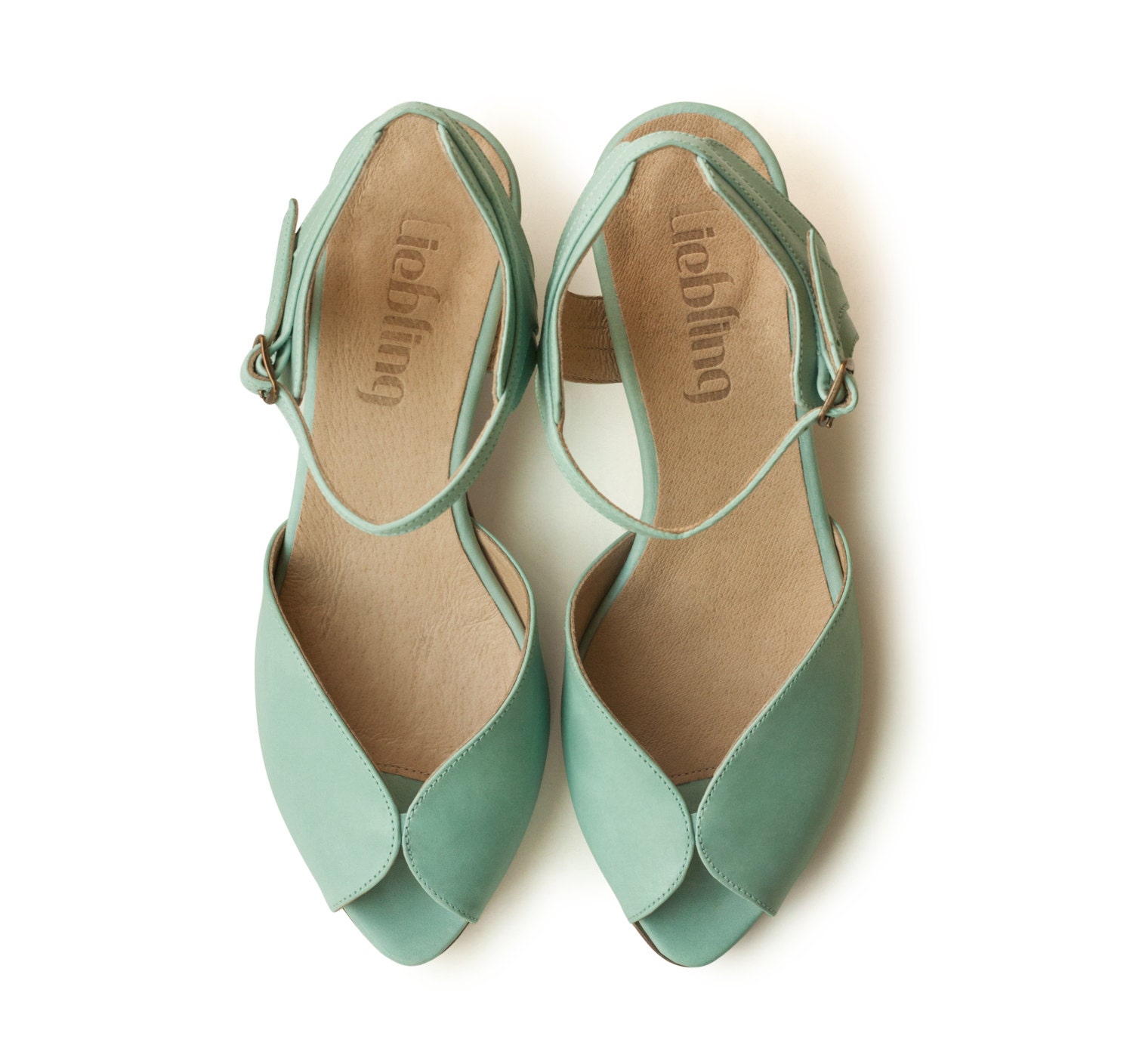 New Mint Adelle Sandals Handmade Leather shoes green