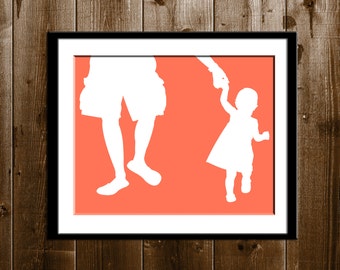 Custom Father Daughter Silhouette Portrait, Daddy Daughter Gift, Silhouette Art Print, Father Custom Silhouette Portrait from your Photo