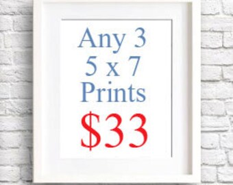 Choose Any Three (3) 5 x 7 Art Prints - Your Choice - Mix and Match - Wall Decor - Abstract Watercolor Painting