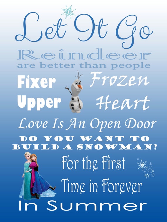 Digital Download Disneys 'Frozen' Song List Printable by