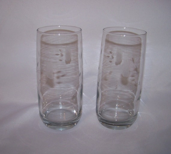 Princess House Crystal Heritage (2) 22 Oz Coolers Iced Tea Tumblers Glasses