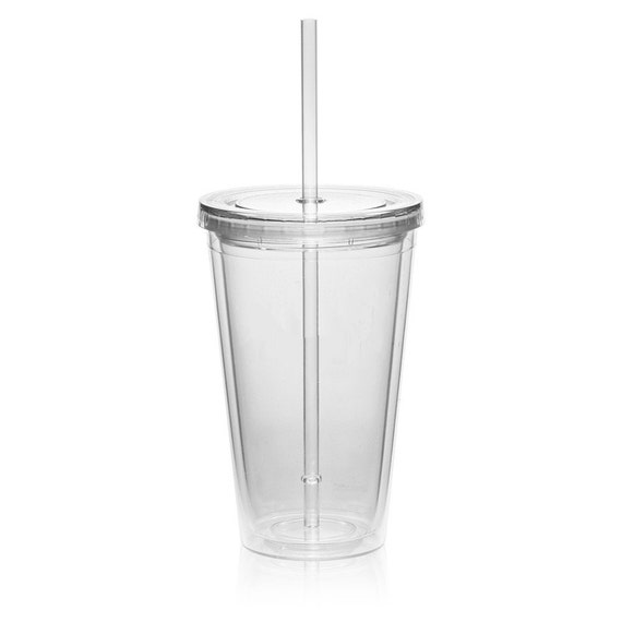 16 Oz Clear Double Wall Acrylic Tumblers With Lid By Fourwinks 2687