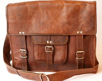 Tanned Leather Satchel Crossbody Messenger Bag Multipurpose Quality ...