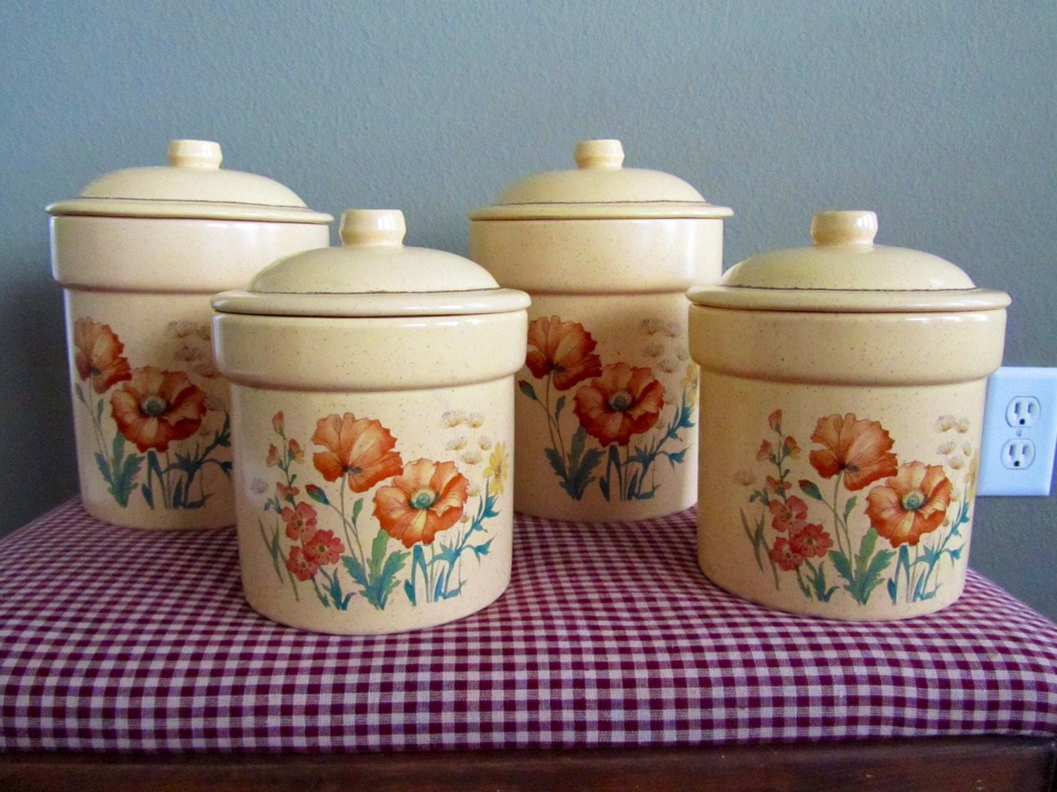 Vintage Floral Stone Ware Canister Set With Lids Stoneware   Il Fullxfull.652550335 Jgqt 