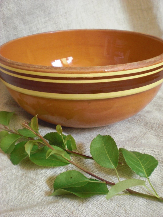 pottery ceramic mixing bowl brown glazed clay decorative