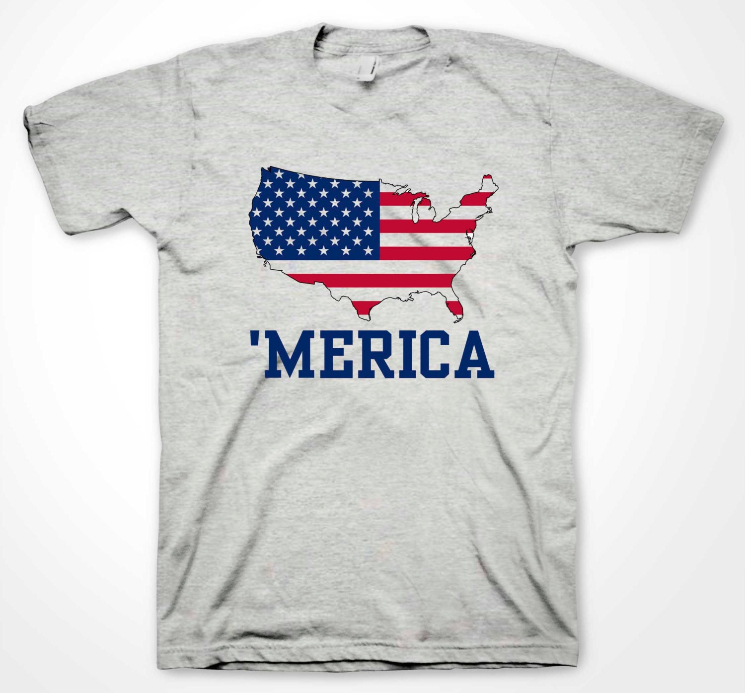 MERICA T-shirt America USA Flag map Independence Day July 4th
