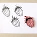 Strawberry Rubber Stamp Mounted Fruit Stamp Fruit Decor