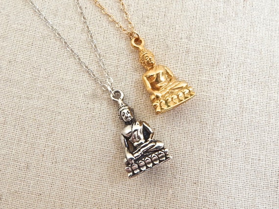 Items similar to Gold Buddha Pendant, Zen Buddha Necklace, Vermeil ...