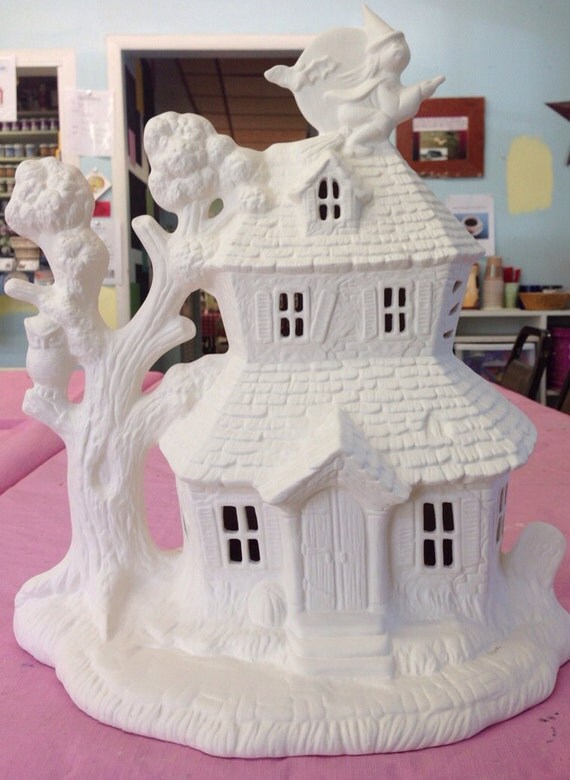 Ceramic Haunted House Ceramic Bisque House Bisque Ceramic