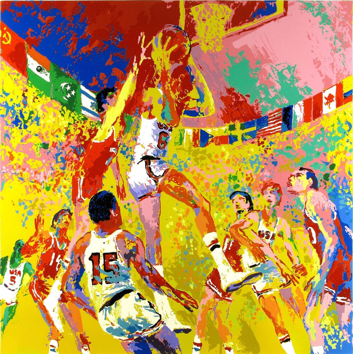 Игра и спорт в искусстве. Leroy Neiman картины. Баскетбол живопись. Экспрессивная живопись. Интернациональный стиль в живописи.