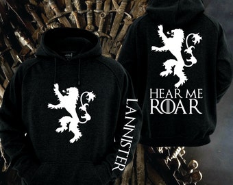 Games of Thrones, House Lanister Black Hoodie with white print Front /back and sleeve