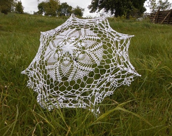 Wedding White Crochet Umbrella photo session accesory Bridal Wedding Umbrella ready to ship