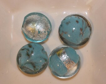 Lampwork Beads, Puffed Flat Rounds, 4 beads, B115