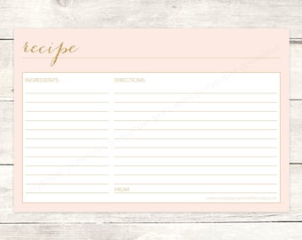 recipe card bridal shower printable DIY blush pink gold glitter wedding shower shower digital accessories - INSTANT DOWNLOAD