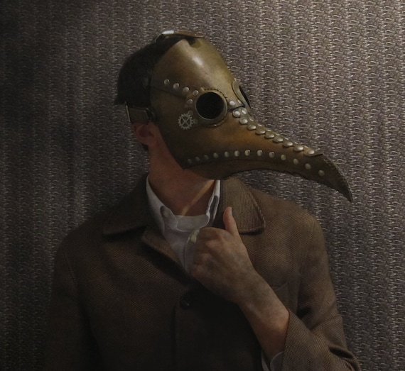 Plague Doctor Mask in Brown Leather - steampunk doctor's costume by KwestCostumeArt steampunk buy now online