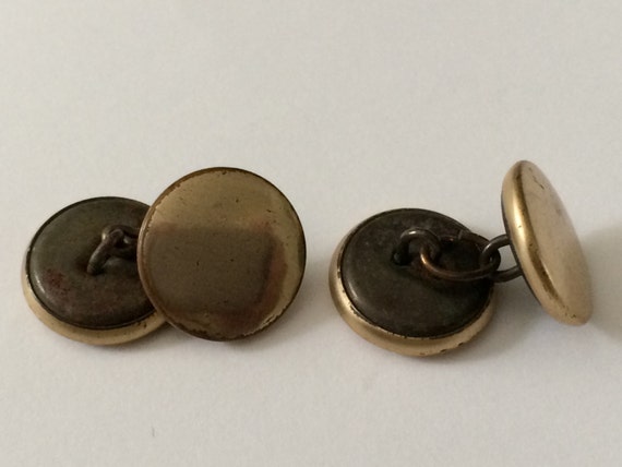 Antique Brass Button Style Cuff Links by CJsJewelryShoppe on Etsy