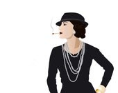 Paris Chanel - Illustration - Retro Art - Digital Collage - Art Print - Wall Decor - Coco Chanel