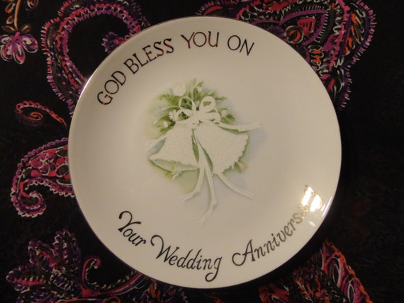 Items similar to Vintage SAJI Happy Anniversary  Plate 