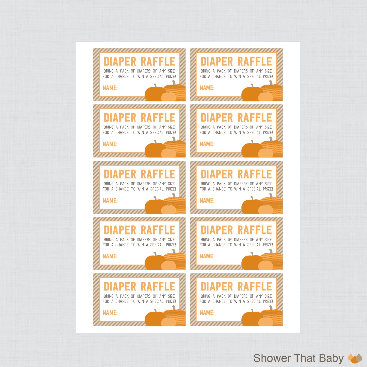 Little Pumpkin Baby Shower Diaper Raffle Ticket by ShowerThatBaby