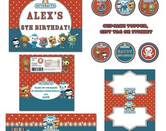 Printable Octonauts Birthday Set, Candy bar wrapper, Water label, Food ...