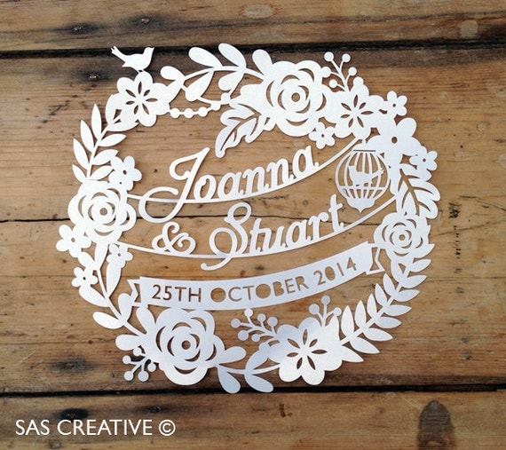 Papercut Template for Wedding Day / First Anniversary