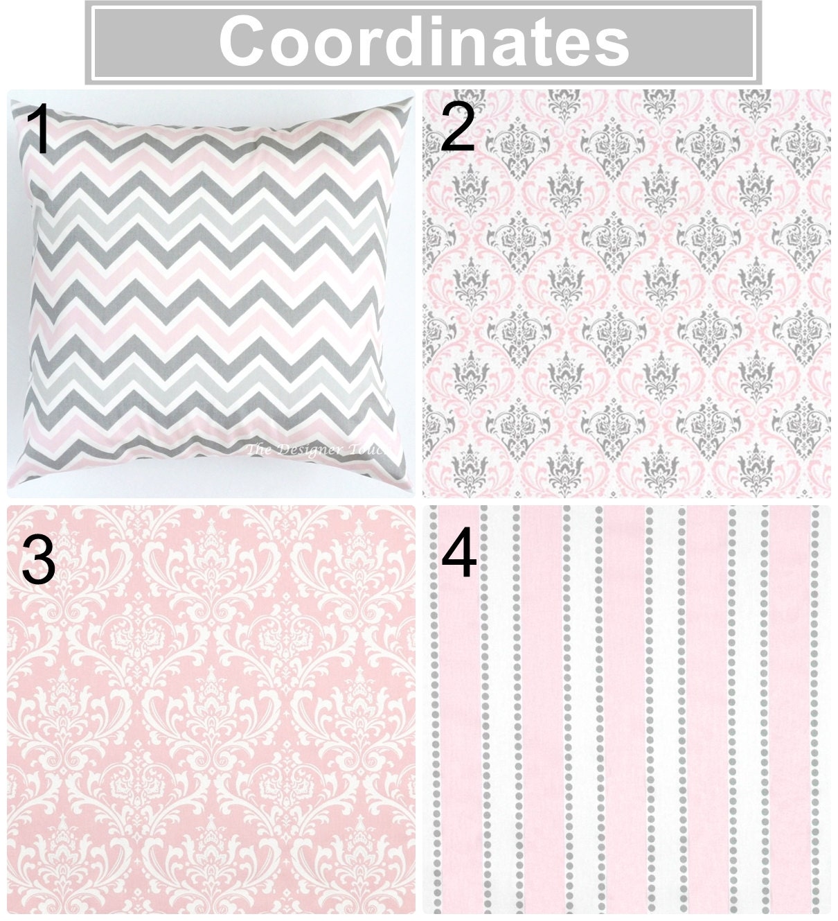 White Pink Grey Gray Throw Pillow Cover Lumbar by TheDesignerTouch