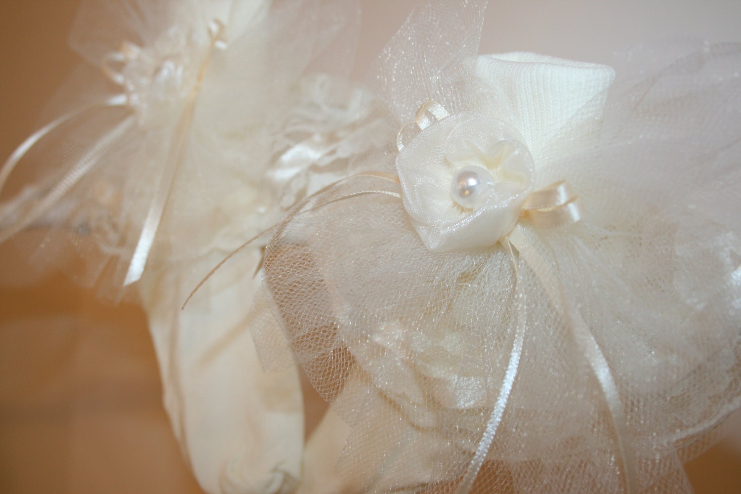 Girls Ivory Nylon & Lace Flower Girl Socks with Ivory Illusion