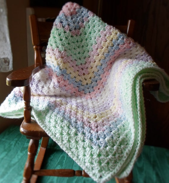 Crocheted Pastel Baby Blanket by LovelyShenanigans on Etsy