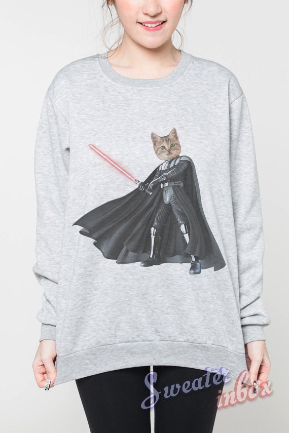Cat Vader Jumper Darth Vader Star Wars Movie Animal Shirt Women T-Shirt Grey Sweater Unisex Tshirt Shirt Sweatshirt Tee Size S M L