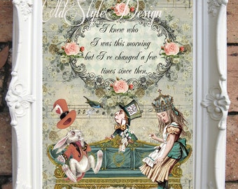 ALICE in WONDERLAND Decor. Alice in Wonderland Quote Print.