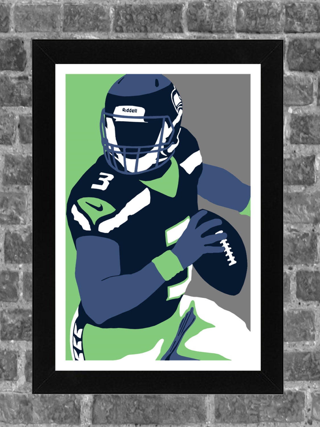 Seattle Seahawks Russell Wilson Portrait Sports Print Art