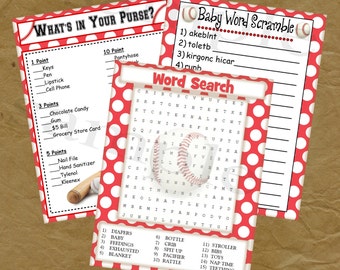Baseball Baby Shower Game Pack - Instant Download