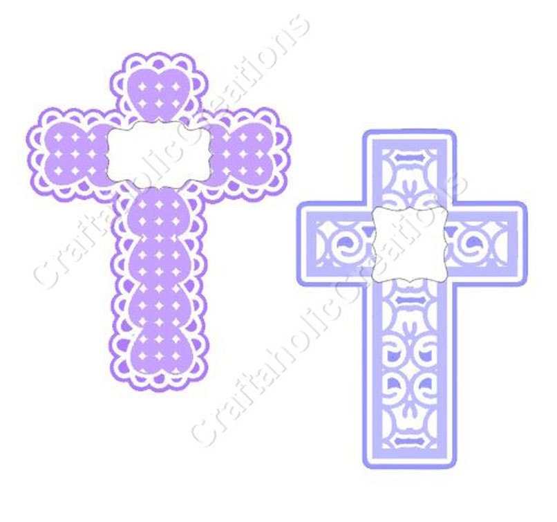 Download Pair of Decorative Layered Crosses set 2 SVG Digital Cutting