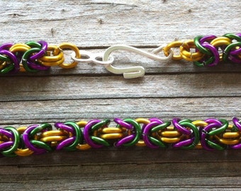 Mardi Gras Yellow Byzantine Chainmaille Bracelet