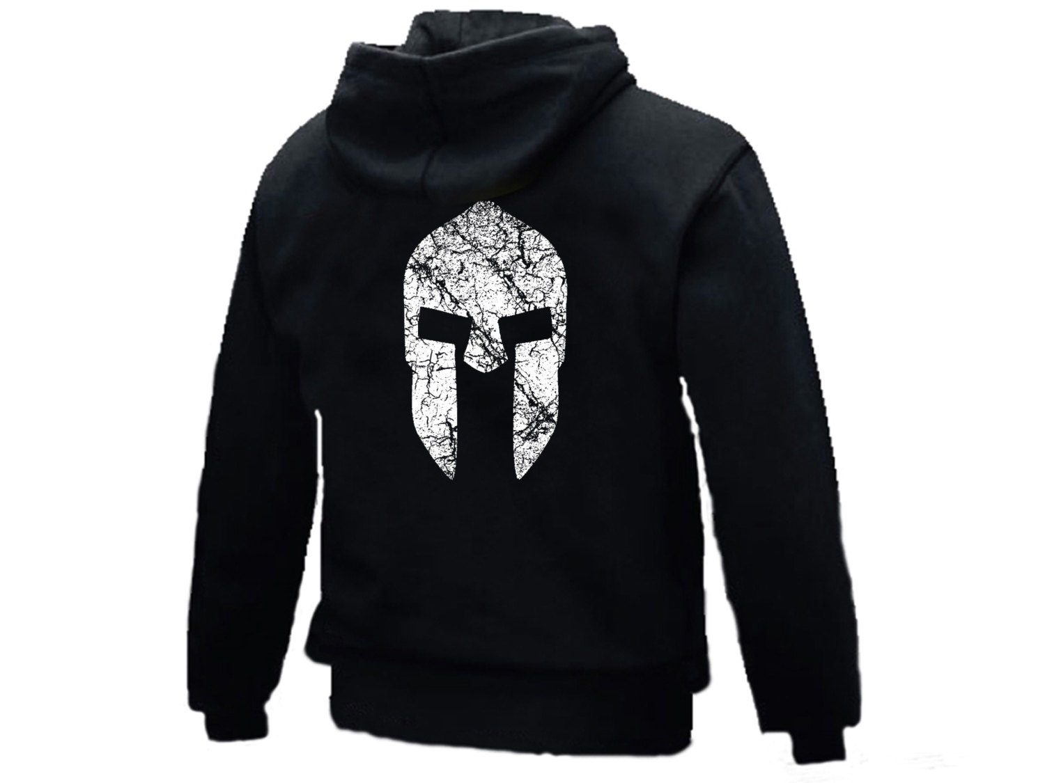 Spartan Helmet distressed look customized black hoodie