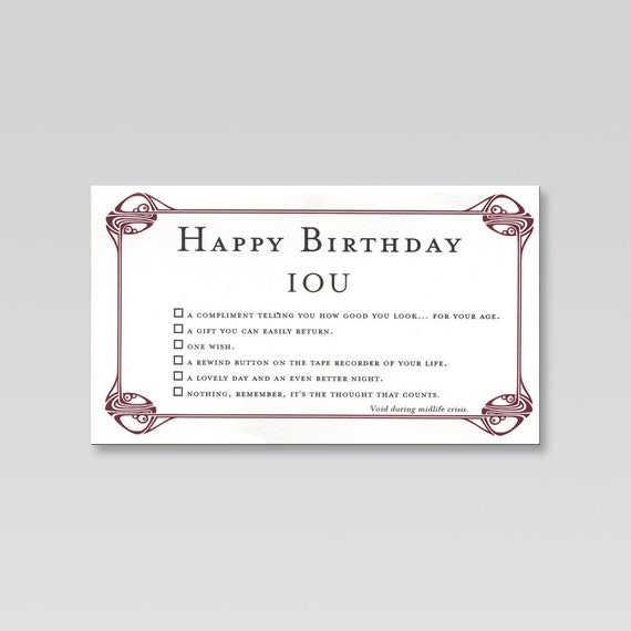 Printable IOU Cards