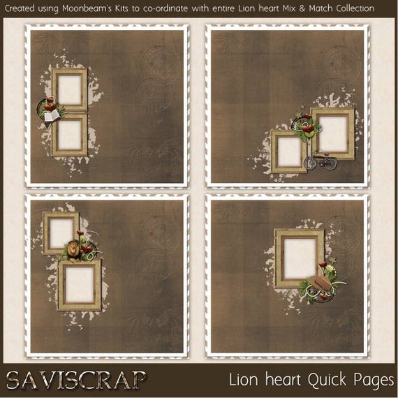 Masculine scrapbook kit Quick pages - Lion heart digital scrapbooking kit Men Boys