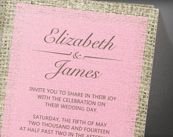 Brown Vintage Burlap Wedding invites