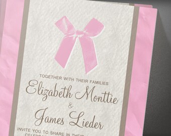 Brown Vintage Bow & Linen Wedding invites