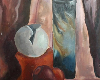 Vintage still life impressionist oil painting